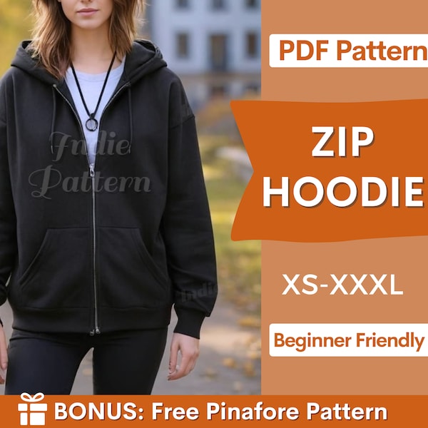 Zip Up Hoodie Pattern, Women Hoodie, Sweatshirt Pattern, Women Sewing Pattern, Zip Jacket Pattern, Sewing Patterns, Zipper Hoodie Pattern