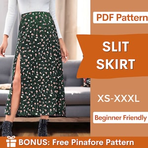 Skirt pattern | XS-XXXL | Slit Skirt Sewing Pattern | Easy Skirt Pattern, Skirt for women PDF Pattern Skirt with zipper pattern Sewing Skirt