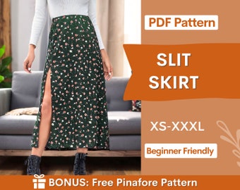 Skirt pattern | XS-XXXL | Slit Skirt Sewing Pattern | Easy Skirt Pattern, Skirt for women PDF Pattern Skirt with zipper pattern Sewing Skirt