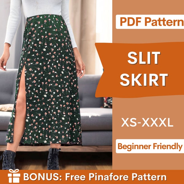 Skirt pattern | XS-XXXL | Slit Skirt Sewing Pattern | Easy Skirt Pattern, Skirt for women PDF Pattern Skirt with zipper pattern Sewing Skirt