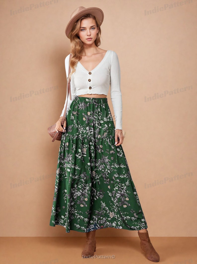 Maxi Skirt Pattern XS-XXXL Skirt PDF Sewing Pattern Skirt Pattern Beginner Sewing Pattern Women Sewing Pattern, Long Skirt Pattern image 3