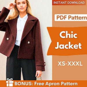 Patrón de costura para chaqueta / Patrón para mujer / Patrón para abrigo / Patrón de costura para chaqueta de invierno para mujer / Patrón para blazer / Chaqueta corta