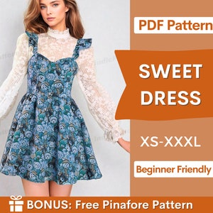 Dress Sewing Pattern PDF | XS-XXXL | Sewing Patterns | Women Patterns | Ruffled Dress Pattern | Womens Dress Pattern |