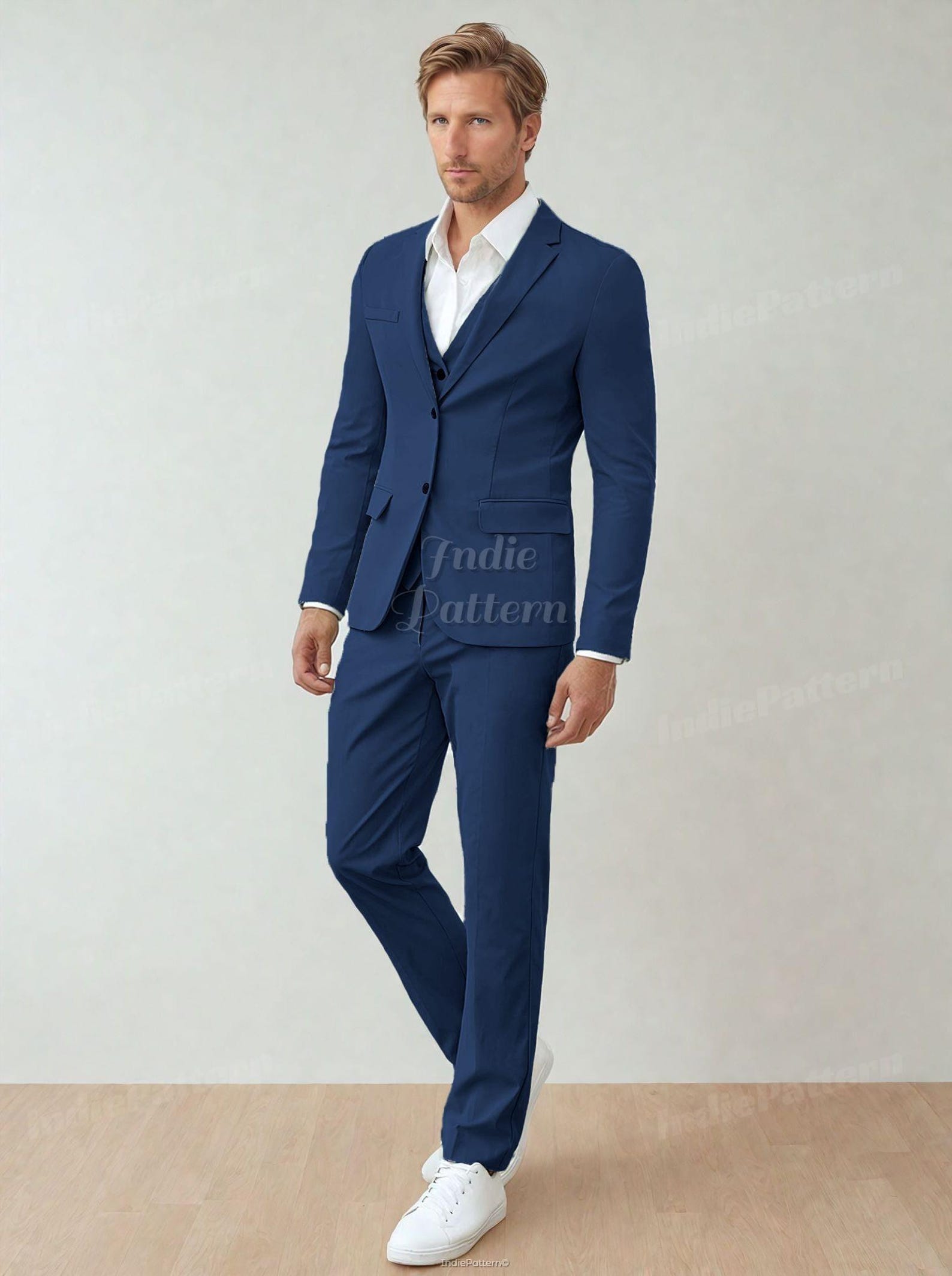 3 Pieces Suit Set Sewing Pattern for Men | Vest, Jacket & Pants Sewing ...