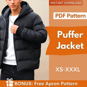 Men Jacket Sewing Pattern, Jacket Sewing Pattern for Men, Men Sewing Pattern, Pattern Men, Puffer Jacket Men Coat Pattern