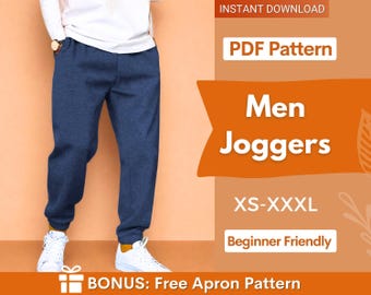 Men Jogger Pattern, XS- XXXL, Jogger Patterns, Sweatpants pattern for men, Men pants pattern, Men Patterns, Sewing Patterns, Joggers