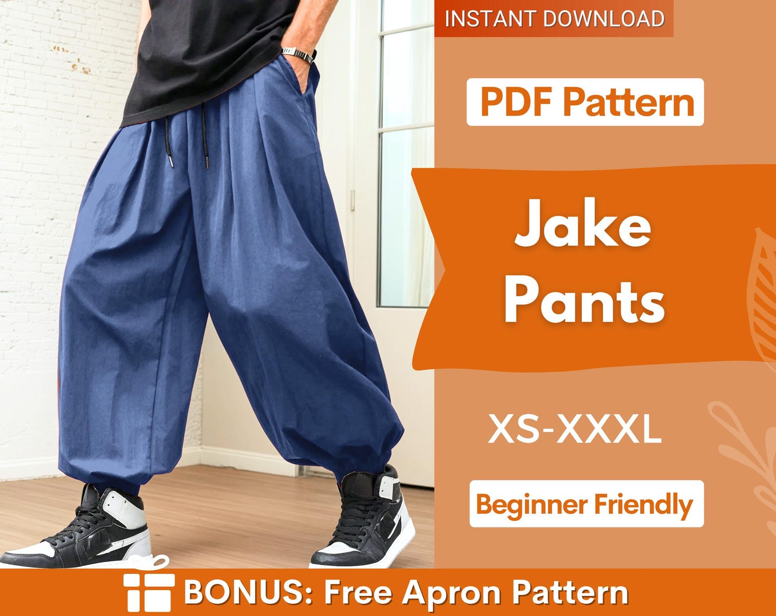 Baggy Pants Sewing Pattern for Men Men Joggers Pattern Sewing — free download