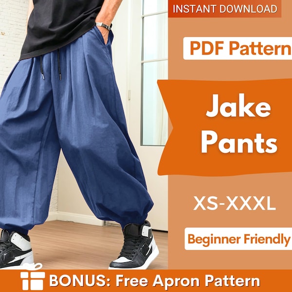 Baggy Pants Sewing Pattern for Men | Men Joggers Pattern | Sewing Pattern for Men | Sweatpants Pattern | Men's Sewing Pattern Harem Pants