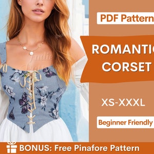 Corset Pattern | Corset Top Sewing Pattern | Cottagecore corset pattern | Corset Sewing Pattern | Sewing Patterns  | Women Sewing Pattern