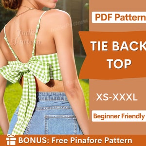 Summer Top Sewing Pattern for Women PDF | XS-XXXL | Tie Back Top Pattern | Knot Top Pattern | Women Sewing Pattern | Beginner Pattern pdf