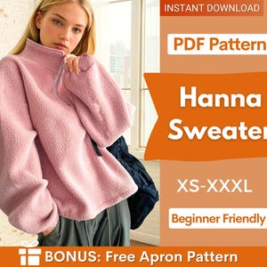 Sweater naaipatroon voor vrouwen, damestruipatroon, truipatroon met ritssluiting, naaipatroon dames, naaipatroon voor beginners, naaipatroon trui voor beginners