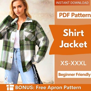 Shirt Jacket Pattern,  Women Shirt Sewing Pattern, Women&#39;s Jacket Pattern, Shacket sewing pattern, Women Sewing Pattern, Button up Shirt