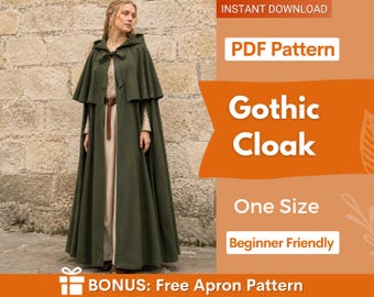 Cloak Sewing Pattern, Cape Pattern, Cloak Pattern,  Medieval Cloak Pattern, Cosplay Cloak Sewing Pattern, Ren Faire Pattern