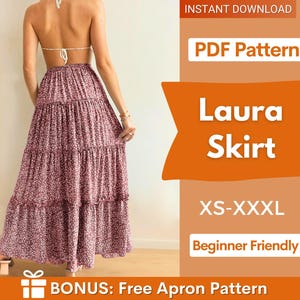 Tiered Maxi Skirt Pattern | Skirt Sewing Pattern | Women Skirt Pattern | Sewing Patterns | Women Patterns, Long Skirt Pattern, Tiered Skirt