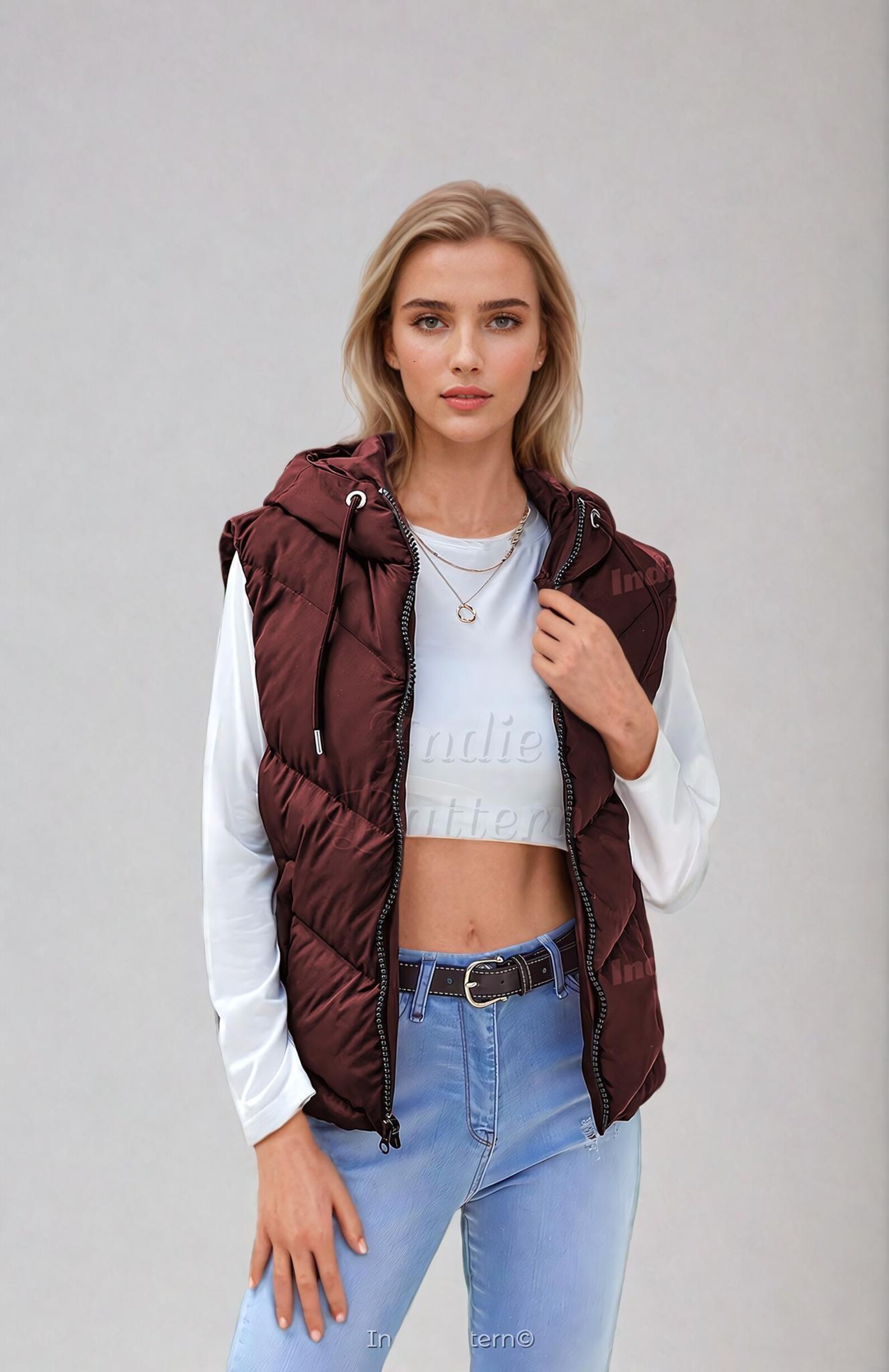 Puffer Pattern Puffer Vest Pattern | Hoodie Puffer Vest | Hooded Vest | Women Sewing ...