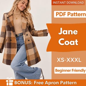 Coat Sewing Pattern with Lining | Winter Coat Pattern | Long Coat Pattern | Jacket Sewing Pattern, Women Sewing Pattern, Pattern Jacket Coat