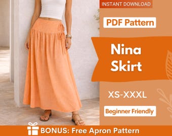 Nina Rock Schnittmuster | Rock Muster | Frauen Rock Muster | Schnittmuster | Frauen Schnittmuster , Maxi-Rock-Muster