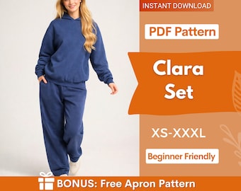 Oversized Hoodie and Joggers Sewing Pattern, Hoodie Pattern, Joggers Pattern, Hoodie Joggers Set, Sweatpants Pattern, Women Sewing Pattern