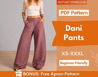 Hose mit weitem Bein Schnittmuster | Hosen-Schnittmuster | Schnittmuster | Hosen-Schnittmuster | Frauen Schnittmuster | Weite Hosenschnittmuster