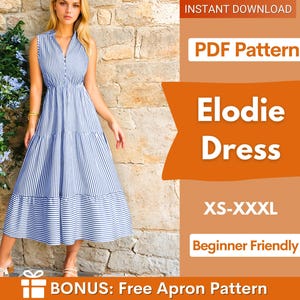 Summer Dress Pattern | Dress Pattern | Sewing Patterns | Women Patterns | Tiered Dress | Sleeveless Dress | Beginner Sewing Pattern Dress