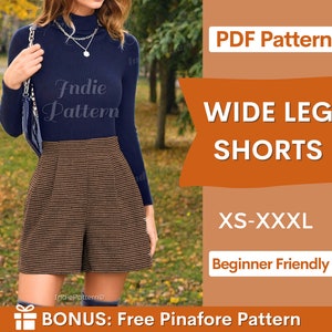 Patron de couture pour shorts | Patrons de couture | Patrons de couture pour femmes | Patron de shorts pour femmes | Modèle court | Short large taille haute