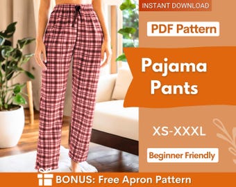 Pajama Pants pattern, Pajama Pattern, PJ Pants pattern, Pyjama Pattern, Lounge Pants Sewing Pattern PDF, Sewing Pattern for Women