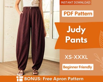 Judy Pants Sewing Pattern | Women Pants Pattern | Sewing Patterns | Trousers Pattern | Women Sewing Patterns | Wide Pants Pattern