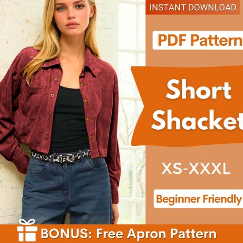 Shirt Jacket Sewing Pattern, Women Shirt Pattern, Jacket Sewing Pattern, Shacket Sewing Pattern, Top Sewing Pattern, Sewing Patterns Women