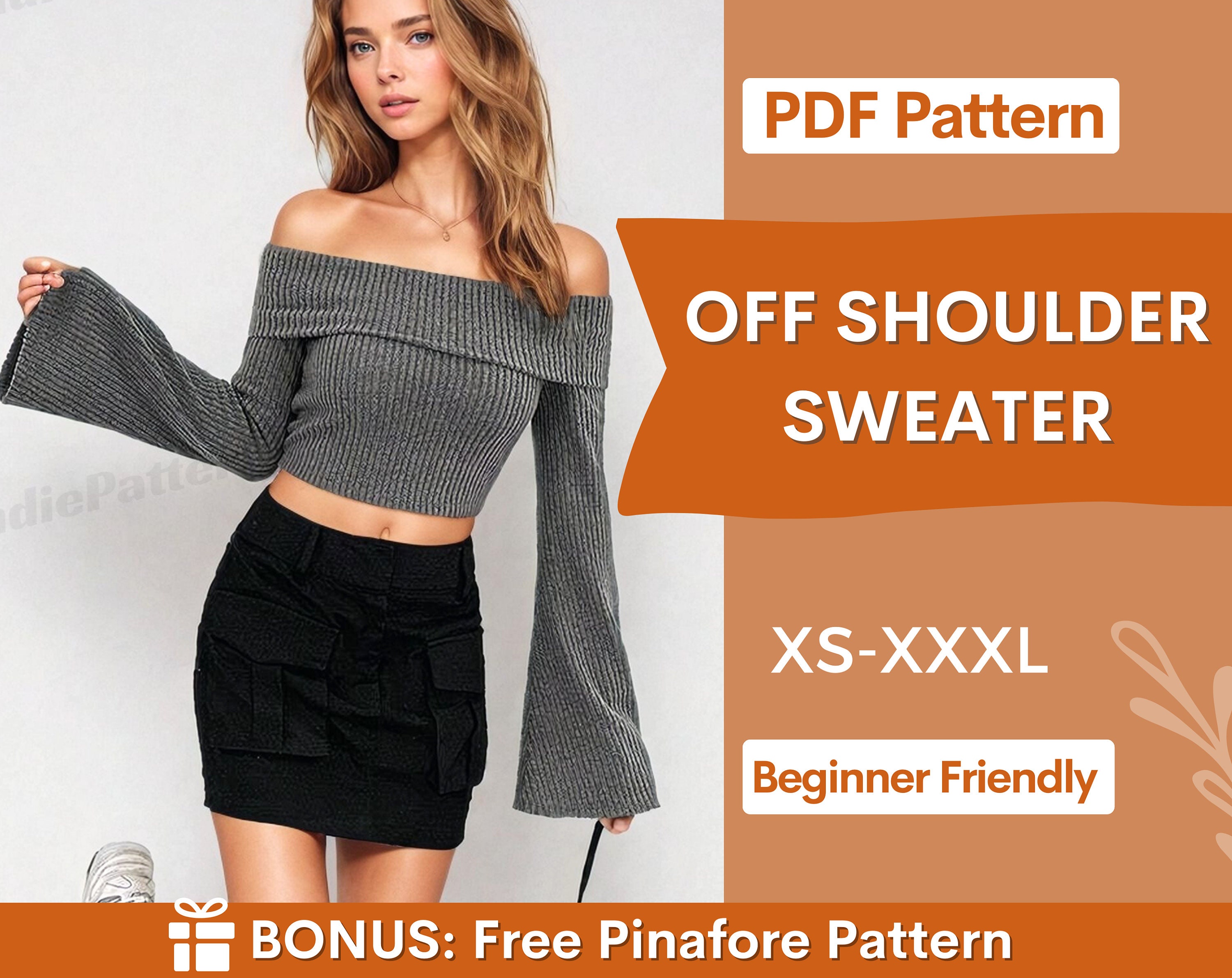 KNITTING PATTERN English Ribbed Knit Fall Sweater One Size Relaxed Fit  Oversized Direct Download PDF 