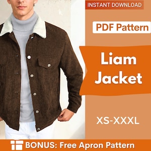 Men Jacket Pattern, Jacket Sewing Pattern for Men, Men Sewing Pattern, Pattern Men,  Sewing Pattern Jacket Coat Men, Men Patterns XS-XXXL