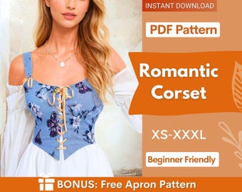 Corset Pattern | Corset Top Sewing Pattern | Cottagecore corset pattern | Corset Sewing Pattern | Sewing Patterns  | Women Sewing Pattern