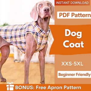 Patrón de abrigo para perro, patrón de costura de chaleco para perro, patrón de costura para mascota, patrón para perro, patrón para mascota, patrón de costura para abrigo de perro, patrón de chaqueta para perro
