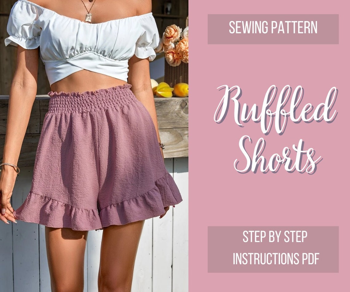 Shorts Pattern High Waisted Shorts Pattern Ruffled Shorts Etsy
