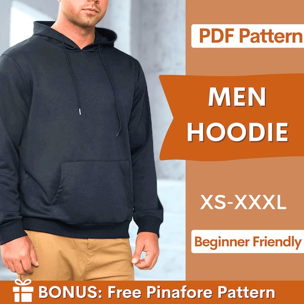 Men Hoodie Pattern, Hoodie Pattern for Men, XS- XXXL, Sweatshirt Pattern, Men Sewing Pattern, Loungewear Pattern, Patterns for men