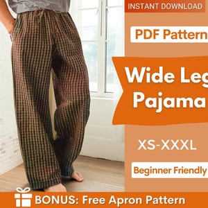 Pajama Pants Sewing Pattern for Men, Wide Leg Pajama Pants, Pajama Pants pattern, Men Pants Sewing Pattern, Men Sewing Patterns Pajama