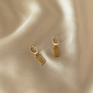 Dainty Gold Venus Stainless Steel Rectangular Drop Earrings
