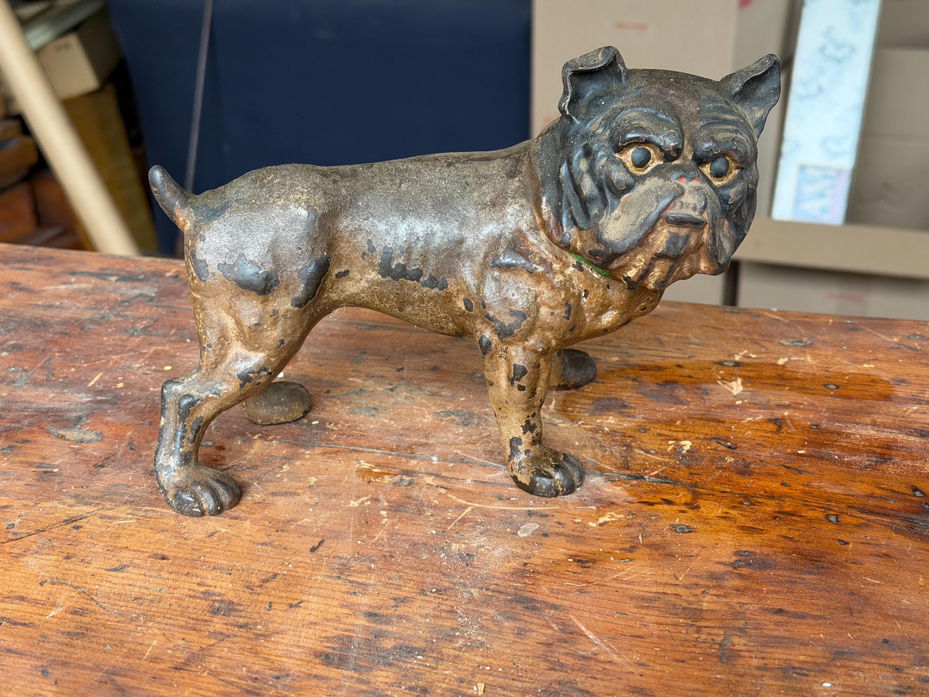 Chalkware Bulldog Statue - Etsy UK