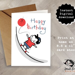 Cartão de aniversário para impressão, skatista, feliz aniversário, cartão de aniversário retrô, cartão de aniversário de menino, cartão de aniversário fofo, skate