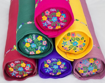 Korean Traditional Embroidered Buckwheat Neck Pillow, Double Layer Cover Silk Bolster