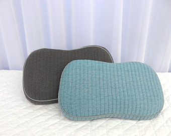 Low Profile Memory Foam Pillow, Small Quilted Cotton Orthopedic Neck Support Cushion