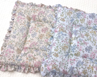 Ruffle Floral Chair Pad, Non Slip Soft Cotton Shabby Chic Dining Cushion