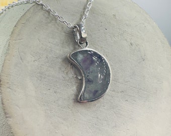 MOON*keepsake pendant*forever in gems*gemstone made with ~ashes ~hair ~fur ~flowers ~feathers ~whiskers *choice of ~crystals ~opals