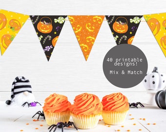 Halloween bunting, printable bunting flags, halloween party decorations, party decor, party flags, party printables, halloween printables,