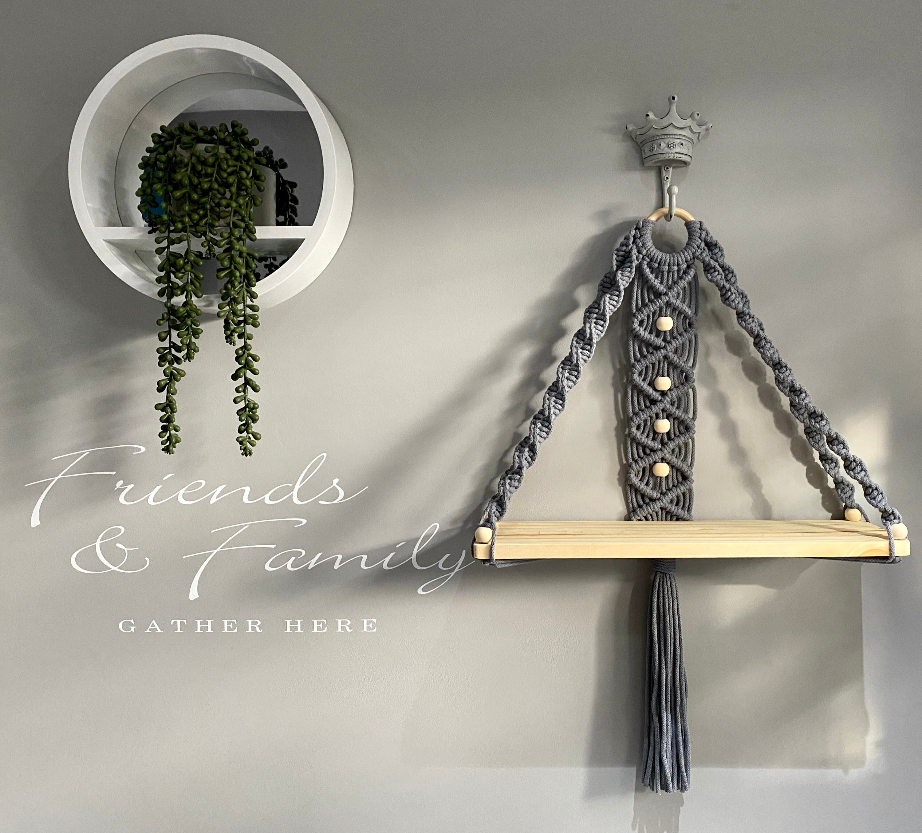 Macrame hanging wooden Shelf Etsy