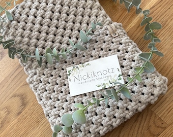 Macrame Sofa Organiser, tv remote , glasses, iPad, Arm Rest Organiser