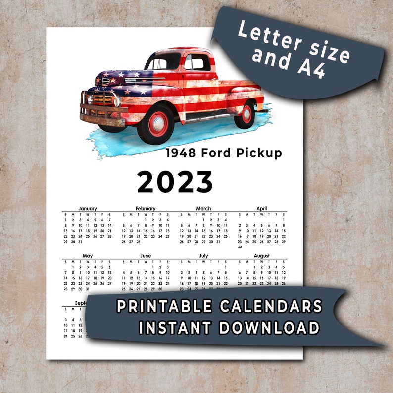 2023-printable-calendar-1948-ford-pickup-with-american-flag-etsy-finland