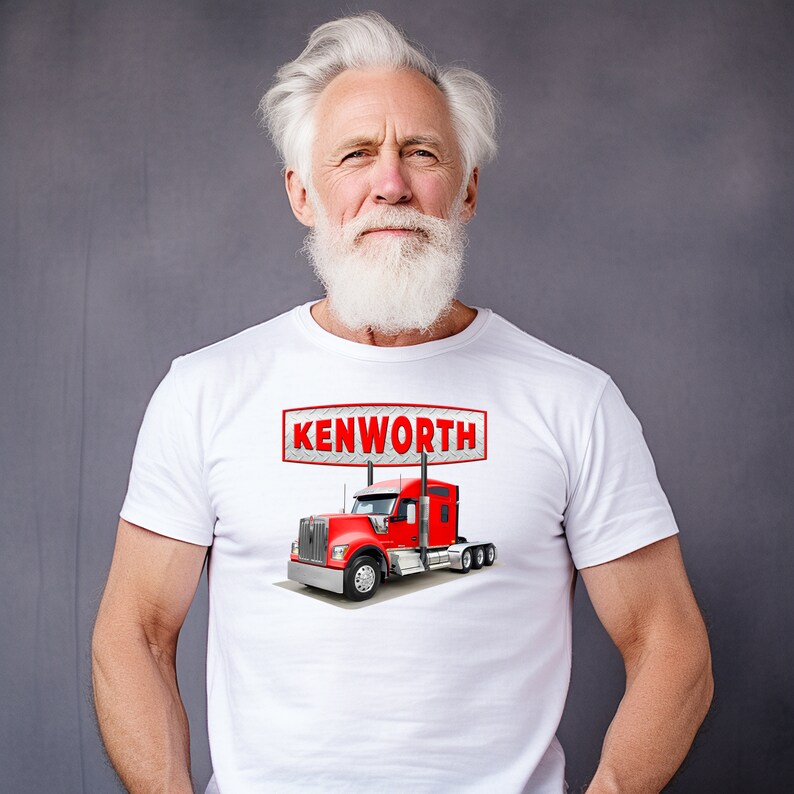 Kenworth W990 Triple Axle Red Semi, Transparent PNG for Tshirts and More, 40th Birthday Gift
