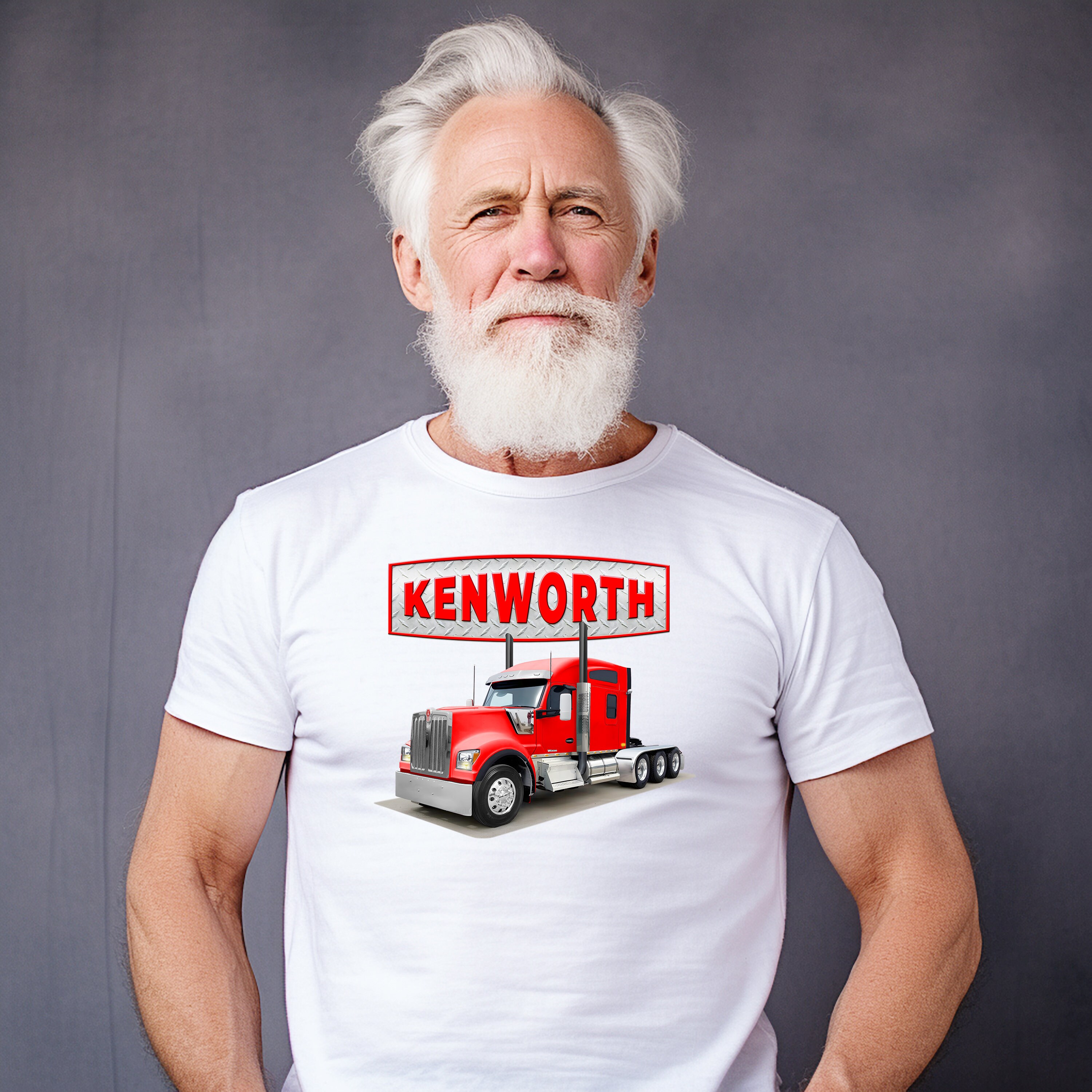 Kenworth W990 Triple Axle Red Semi, Transparent PNG for Tshirts and