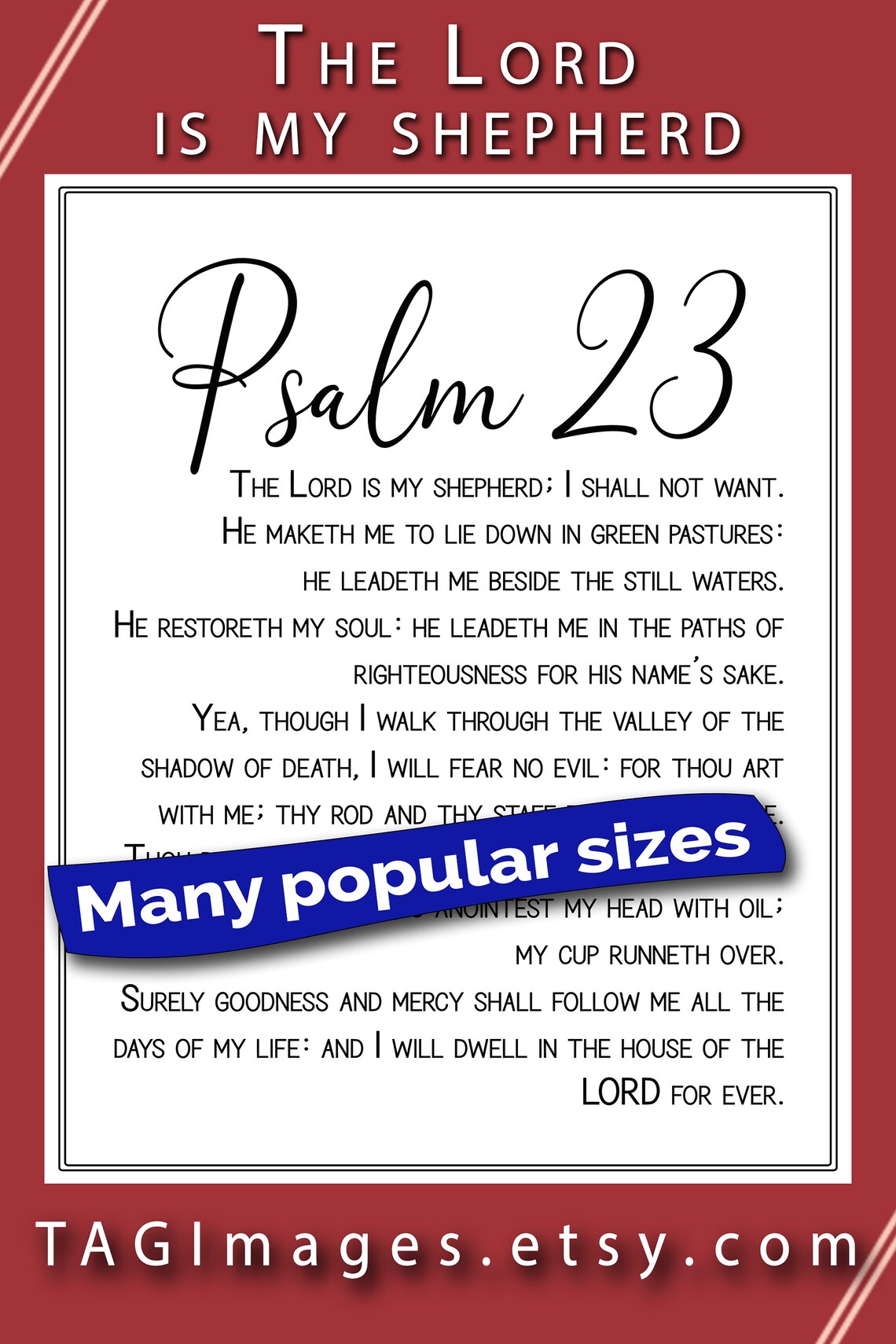 Buy Psalm 23 Printable Instant Download Wedding Gift or Nursery Online