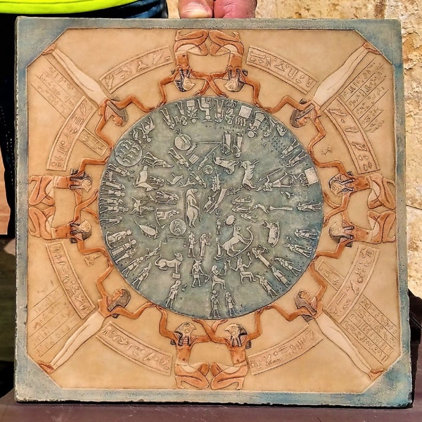 DENDERA ZODIAC 11.4" Vintage, Réplica Antiguo Egipto La Era de los Ptolomeos, Regalo Original Día del Padre, Decoración de lujo